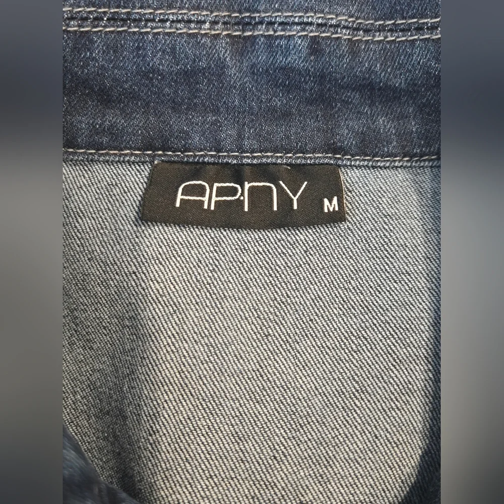 Apny | Jackets & Coats | Nwt 29 Apny Denim Jacket Puff Sleeve Ruffle ...